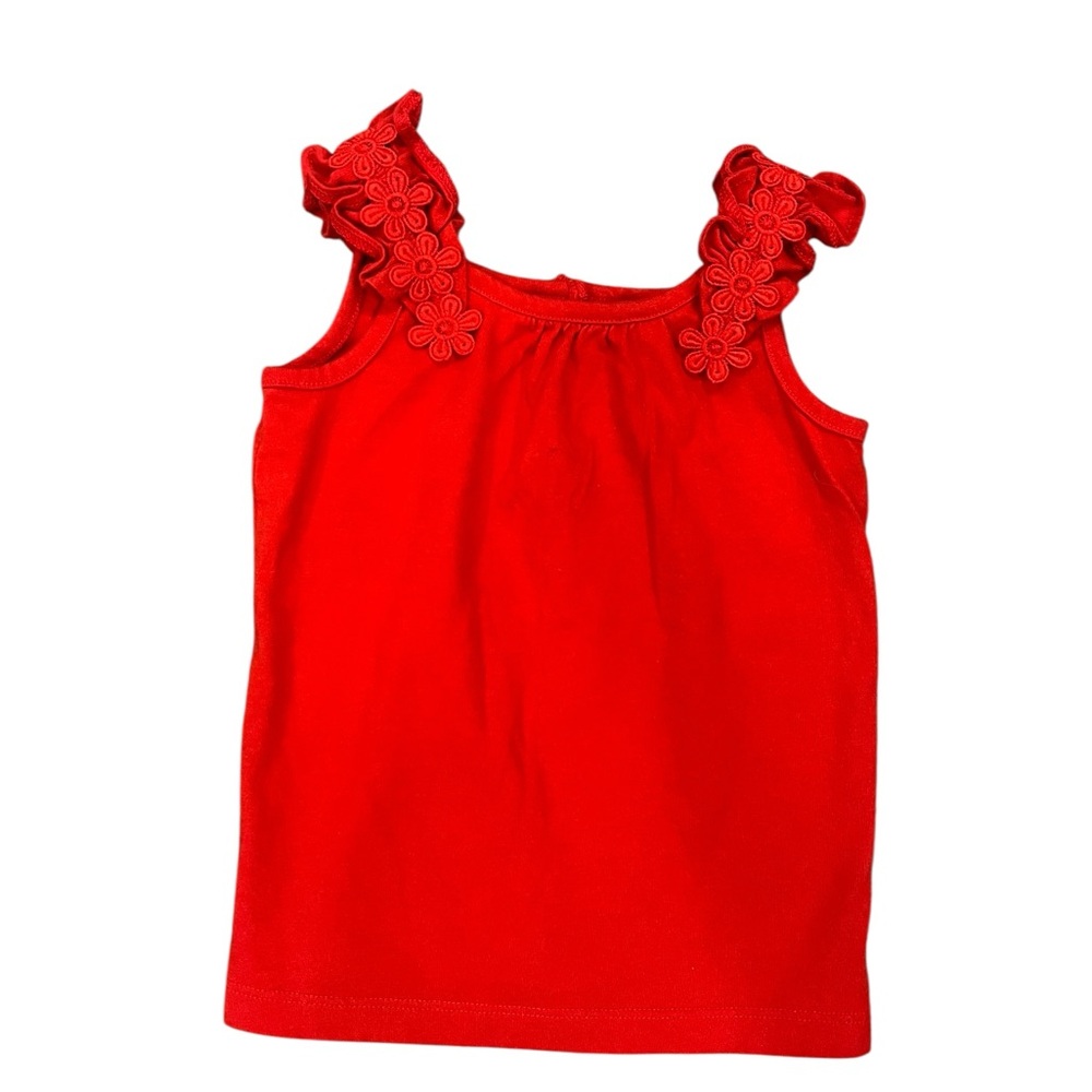 Janie and Jack Red Floral Ruffle Strap Tank